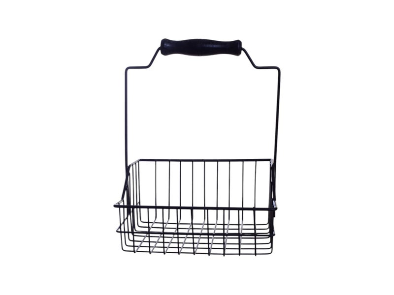 Genaric Handle Design Metal and Wood Dish Rack - Black