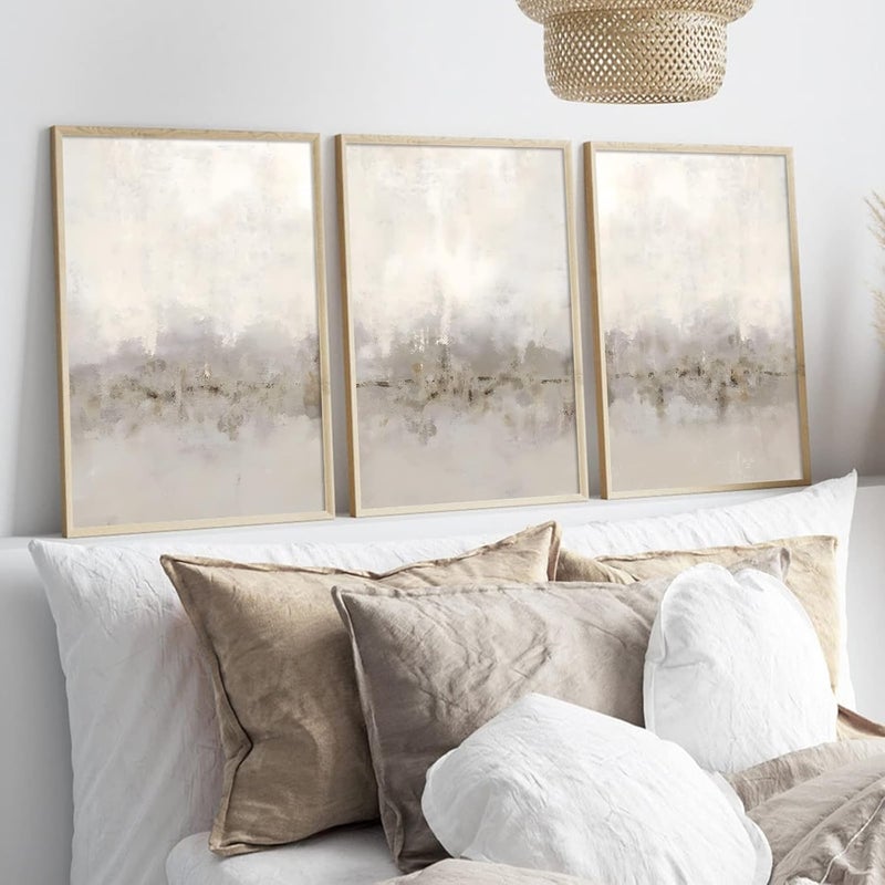 Ecyanlv Beige and Grey Abstract Wall Art Minimalist Painting Neutral Poster Prints for Bedroom and Living Room Decor Watercolor Pictures 16x24inch No Frame - Image 3
