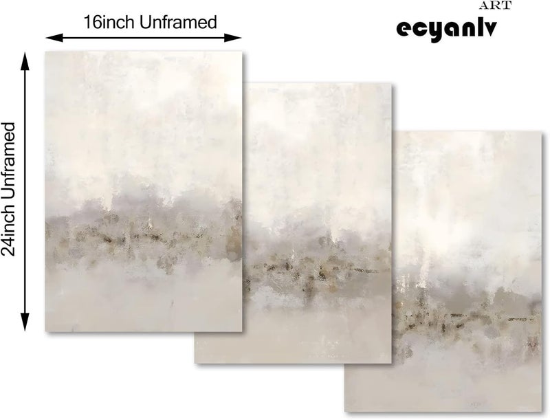 Ecyanlv Beige and Grey Abstract Wall Art Minimalist Painting Neutral Poster Prints for Bedroom and Living Room Decor Watercolor Pictures 16x24inch No Frame - Image 4