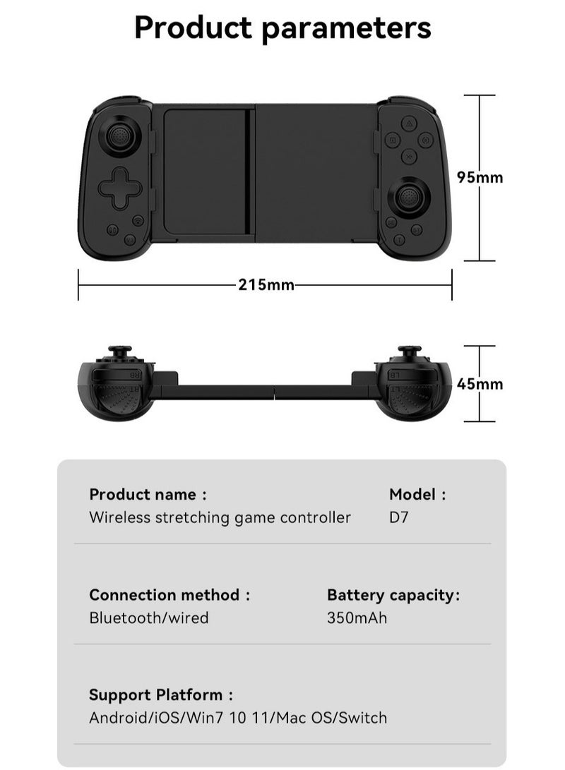 General Classic Stretching Gamepad Ralna D7 Bluetooth Gaming Controller Play Xbox PS Console Games Six Axis Hall Effect Joysticks Support Android/iOS/Win7 10 11/Mac OS/Switch  - Image 5
