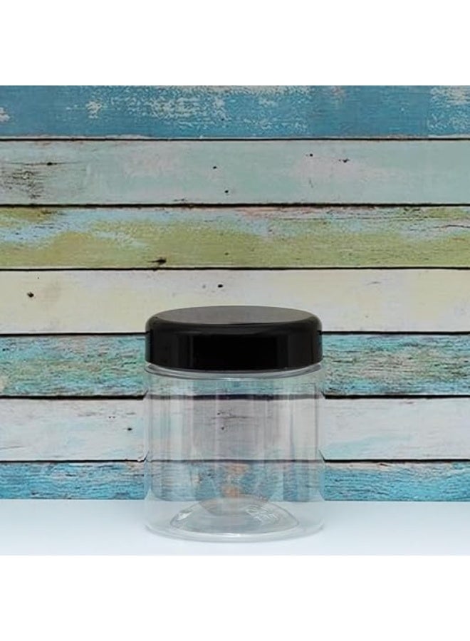 6 pieces of art plastic jar, white transparent color, 200 ml - diameter 6.3 cm, different color lid and plastic layer - high quality and transparent plastic jar, new filling jar - from (black) - Image 2