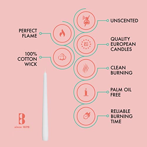 BOLSIUS White Taper Candles - 4 Pack Unscented 10 Inch Dinner Candle Set - 8 Hours Burn Time - Premium European Quality - Smokeless and Dripless Household, Wedding, Party, and Home Decor Candlesticks - Image 3