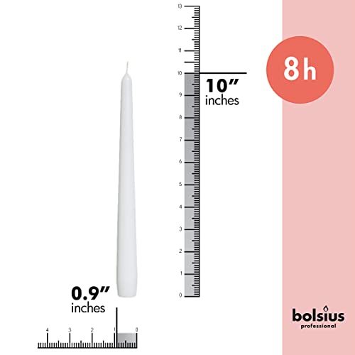 BOLSIUS White Taper Candles - 4 Pack Unscented 10 Inch Dinner Candle Set - 8 Hours Burn Time - Premium European Quality - Smokeless and Dripless Household, Wedding, Party, and Home Decor Candlesticks - Image 2