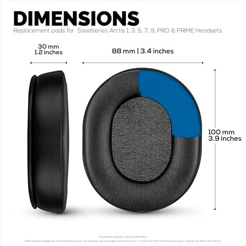 BRAINWAVZ Gaming Gel Earpads for SteelSeries Arctis 1, Arctis 3, Arctis 5, Arctis 7, Arctis 9X, Arctis Pro & Arctis Prime Headset Headphone Earpads, Memory Foam & PU Leather (Black) - Image 4