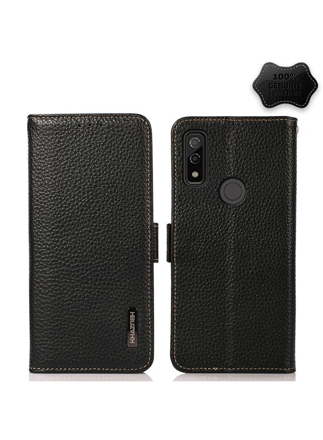 S-TOP Case For Fujitsu Arrows WE KHAZNEH Side-Magnetic Litchi Genuine Leather RFID Phone Case - Image 1