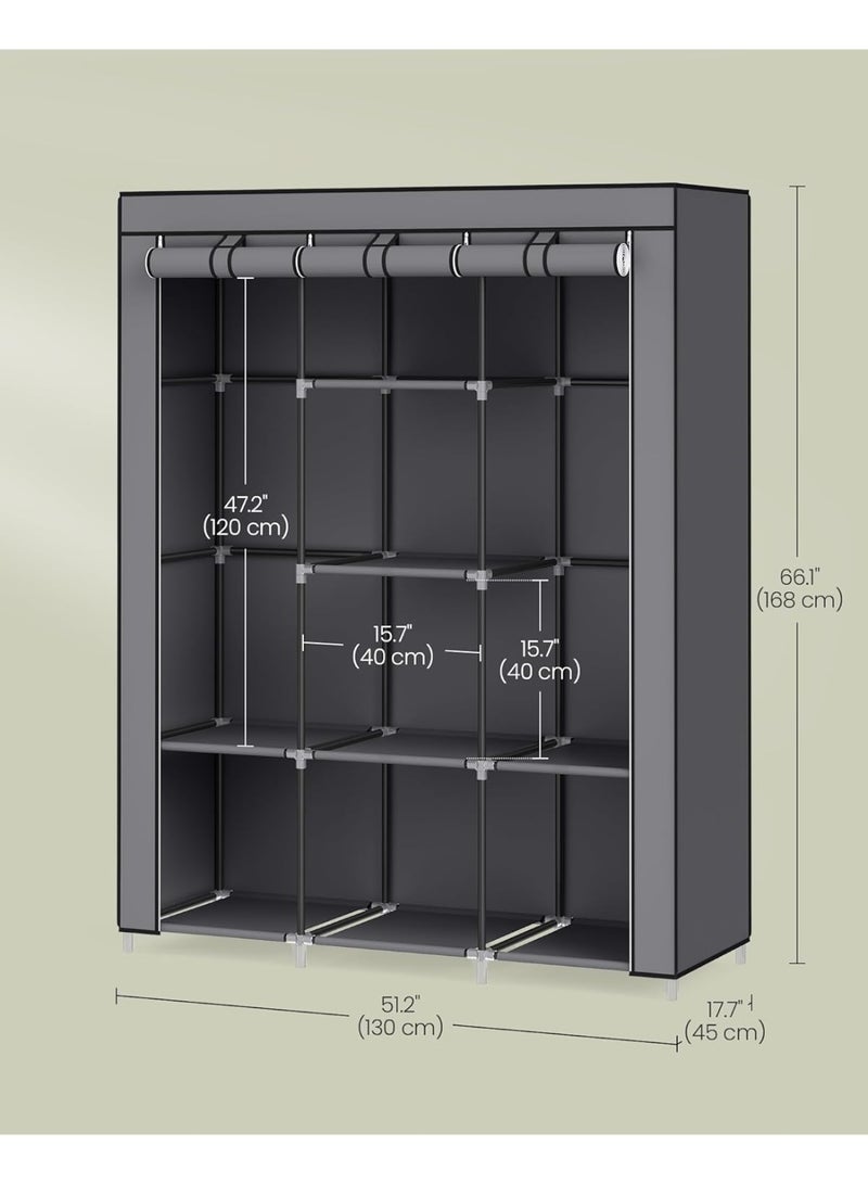 TRASSLE Portable Closet, Large Capacity Wardrobe Closet Organizer with Fabric Cover, Hanging Rods and Shelves, Wardrobe Closet for Bedroom, Living Room - Image 2