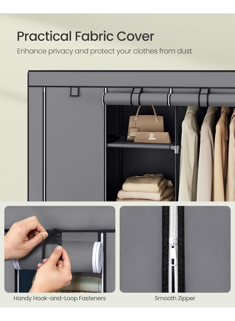 TRASSLE Portable Closet, Large Capacity Wardrobe Closet Organizer with Fabric Cover, Hanging Rods and Shelves, Wardrobe Closet for Bedroom, Living Room - Image 5