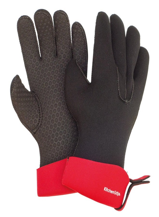 KitchenGrips. Cuisipro KitchenGrips FLXaPrene Red & Black Chef’s Gloves - Set of 2 | Small - Image 3
