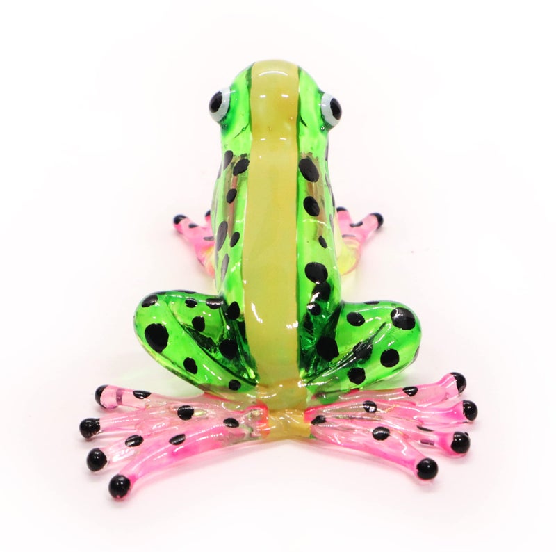 ChangThai Design Tiny 2¾" Green Yellow Pink Black Dotted Frog Figurine - Miniature Hand Blown Painted Glass Poison Frogs Amphibian Animals Colorful Crystal Decorative Collectible Figures Décor Gifts - Image 4