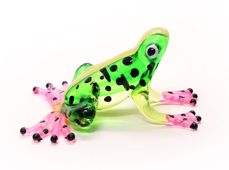 ChangThai Design Tiny 2¾" Green Yellow Pink Black Dotted Frog Figurine - Miniature Hand Blown Painted Glass Poison Frogs Amphibian Animals Colorful Crystal Decorative Collectible Figures Décor Gifts - Image 5
