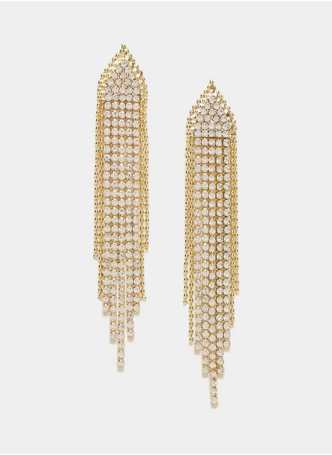 Styli Rhinestone Embellished Drop Earrings