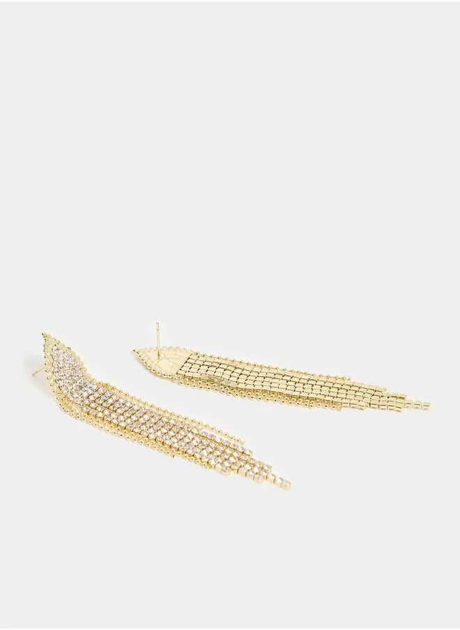 Styli Rhinestone Embellished Drop Earrings