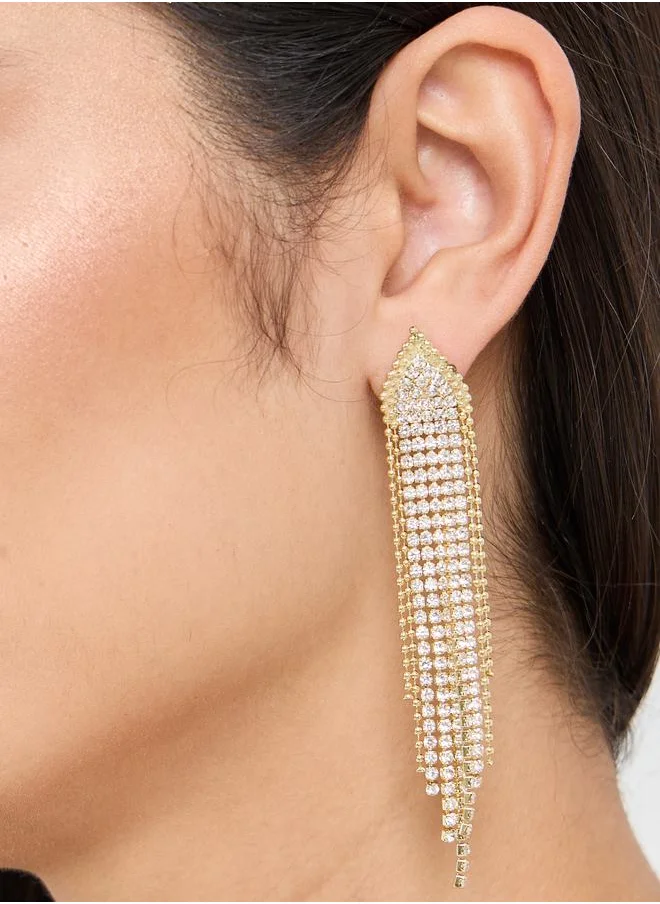 Styli Rhinestone Embellished Drop Earrings