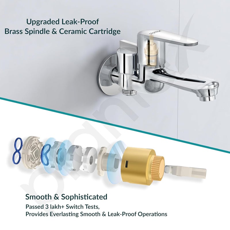 Plantex Pure Brass 2 in 1 Tap for Washing Machine2Way Bib Cock for Bathroom with Brass Wall Flange Teflon Tape DOL2305 Chrome - Image 4