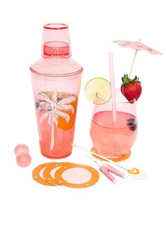 SUNNY LIFE Travel Cocktail Mixing Kit | Peachy Pink Mini Bartender Set | Portable Cocktail Kit | Mini Bar Set | Portable Drink Mixing Kit | Travel Friendly Cocktail Kit  - Image 1