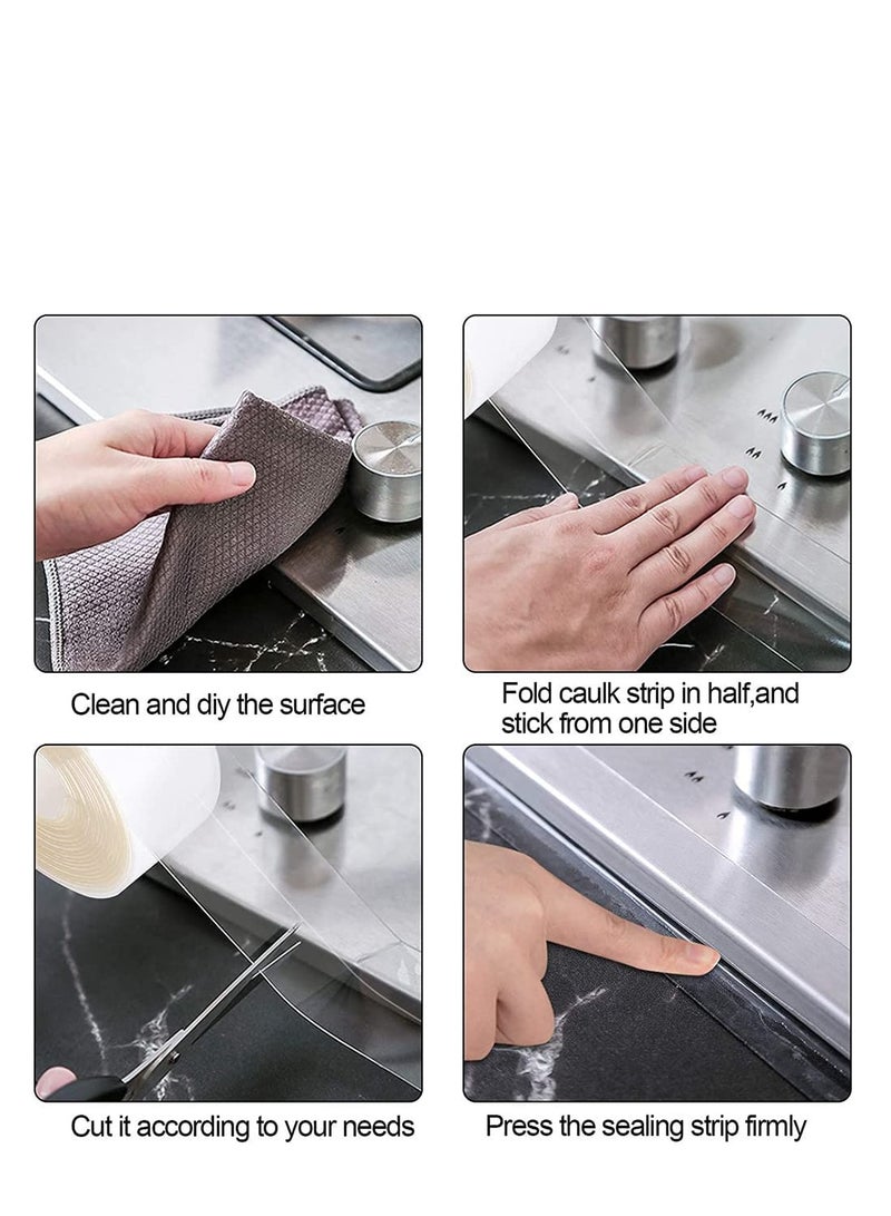KASTWAVE Self Adhesive Sealing Tape, Transparent Caulk Tape with Silicone Removal Scraper - Image 4