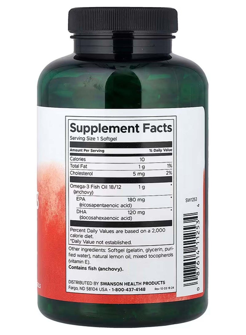 SWANSON Omega-3 Fish Oil, Lemon, 150 Softgels - Image 2
