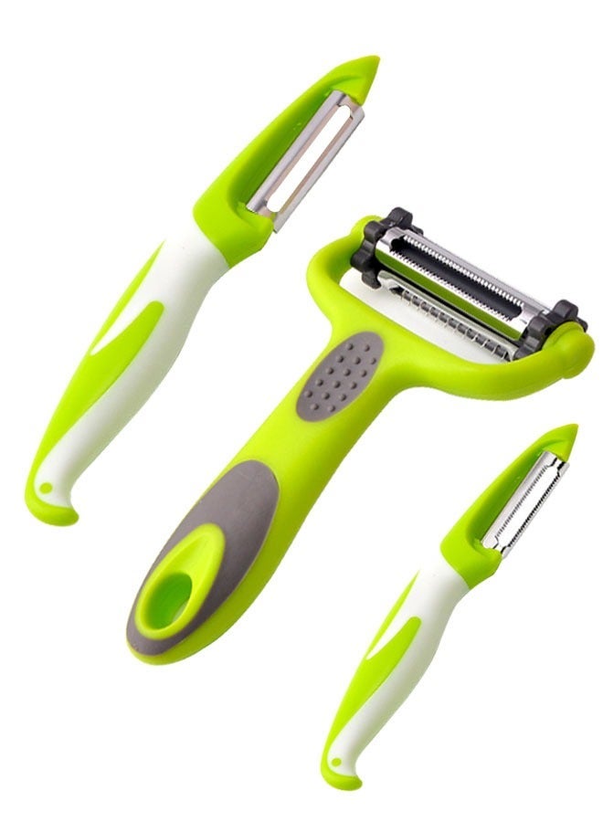 3PCS VEGETABLE PEELERS FOR KITCHEN, 3 IN 1 POTATO PEELERS STAINLESS STEEL PROFESSIONAL PEELER FOR POTATO, APPLES, CARROTS, CUCUMBER AND VARIOUS VEGETABLES AND FRUITS