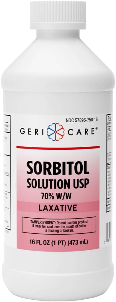 GeriCare Sorbitol Liquid Laxative Solution USP 70% W/W, Fast-Acting, Non-Habit Forming Laxative for Occasional Constipation, Hydrating Stool Softener for Digestive Health, 16 Fl Oz (Pack of 1)