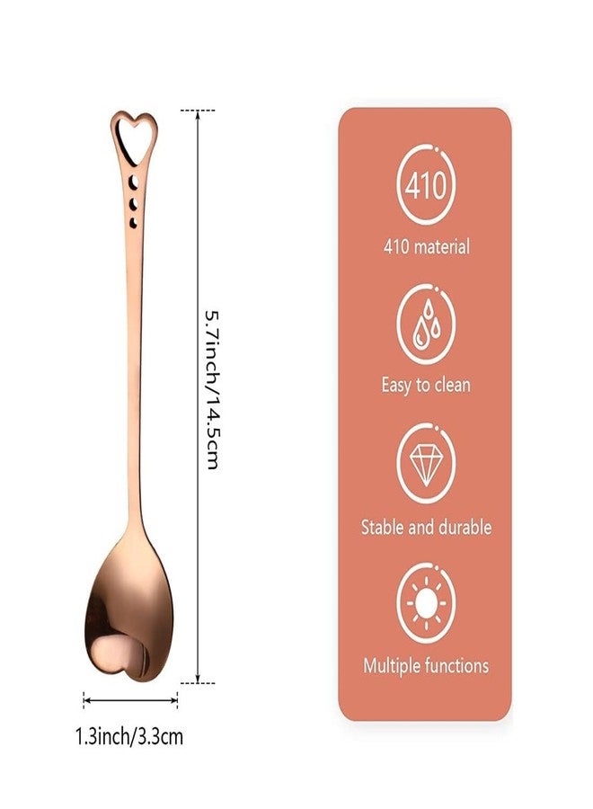 SZLFSX 20 Pieces Heart Shaped Stainless Steel Dessert Spoons 5.7inch Coffee Spoon Teaspoon Stirring Spoon for Home, Restaurant Kitchen, Cafe or Bar (Rose Gold) - Image 3