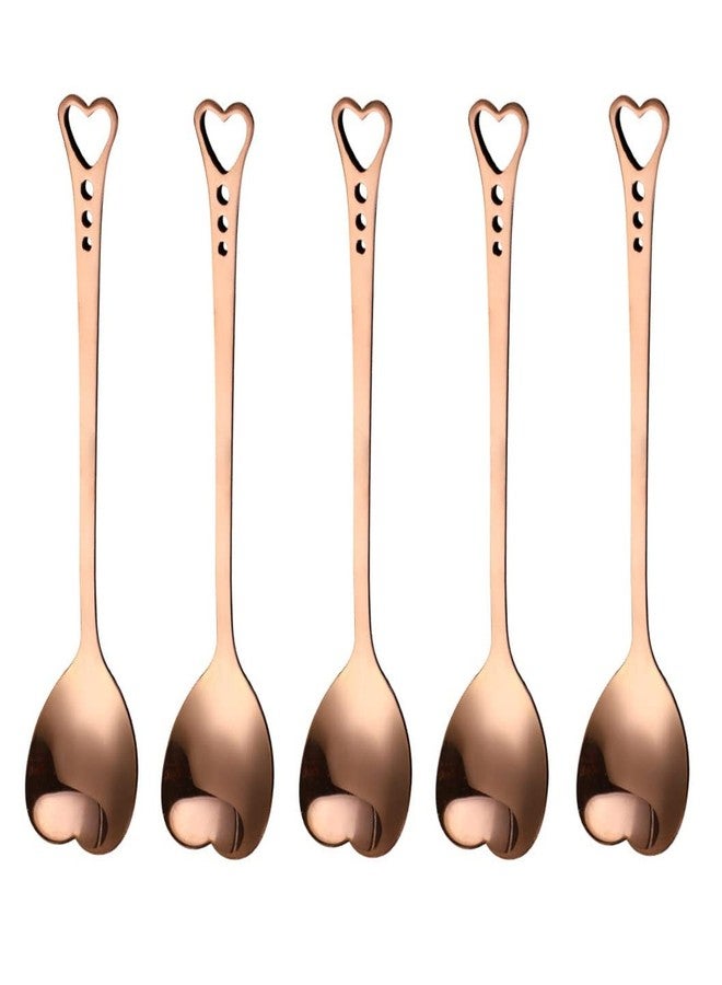 SZLFSX 20 Pieces Heart Shaped Stainless Steel Dessert Spoons 5.7inch Coffee Spoon Teaspoon Stirring Spoon for Home, Restaurant Kitchen, Cafe or Bar (Rose Gold) - Image 1