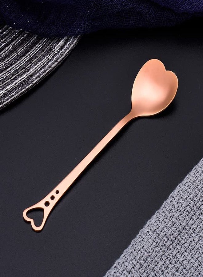 SZLFSX 20 Pieces Heart Shaped Stainless Steel Dessert Spoons 5.7inch Coffee Spoon Teaspoon Stirring Spoon for Home, Restaurant Kitchen, Cafe or Bar (Rose Gold) - Image 2