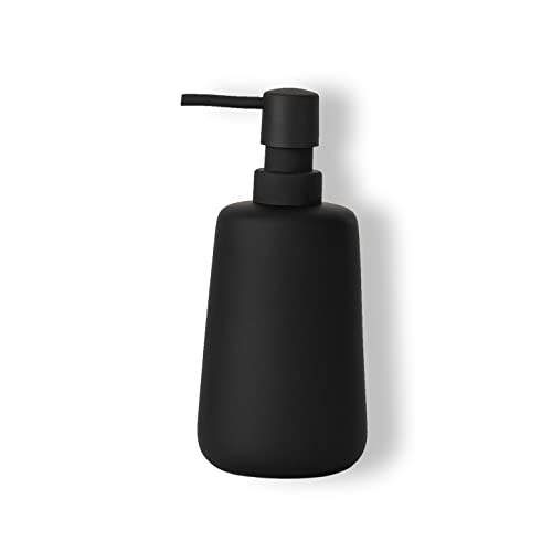 ABBI NIMO Matte Black Ceramic Soap Dispenser, 13 oz Refillable Bathroom or Kitchen Countertop Dispenser with Soft Touch Rubber Coating - Image 1