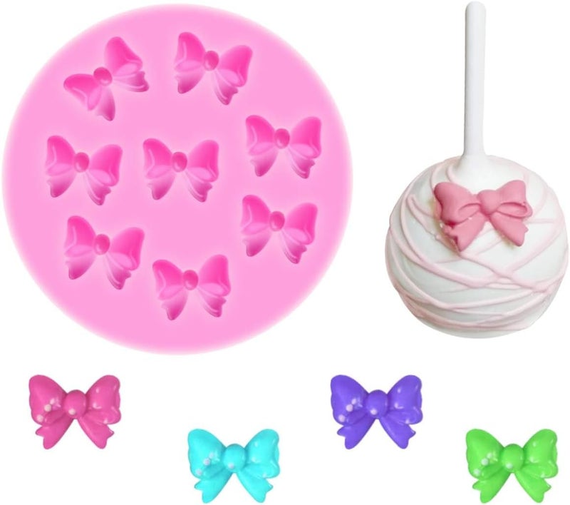 YunKo W0770 8 Mini Bows Silicone Fondant Molds Chocolate Sugar Candy Cake Pop Bow Craft Molds DIY Cake Decorating Clay Molds - Image 1