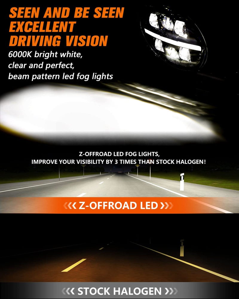 Z-OFFROAD DOT Approved LED Fog Light Assembly w/White DRL Compatible with Dodge Ram 1500 2002-2008 Dodge Ram 2500/3500 2003-2009 -1 Pair Black - Image 2