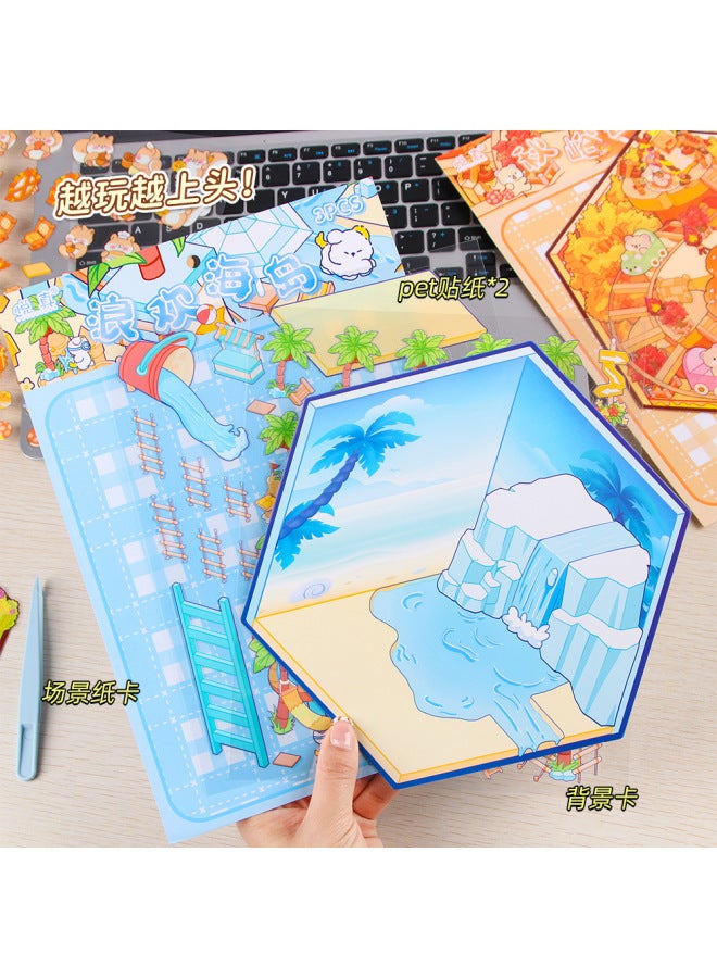 HELPS Creative Spring Legu Landscaping Stickers Cartoon Miniature Scene Collage Cute Stacked Three-dimensional Handbook Decoration Stickers - Image 2