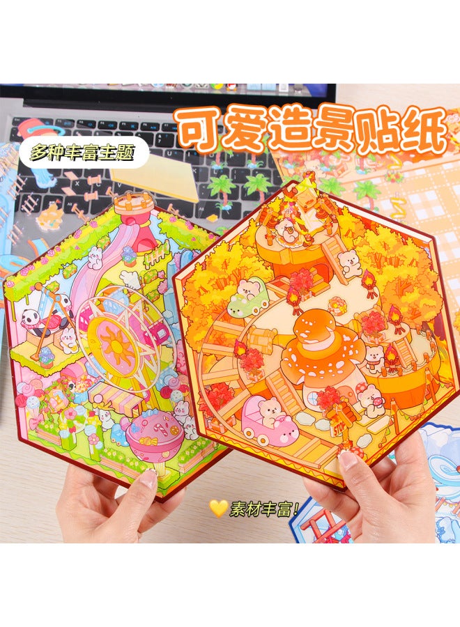 HELPS Creative Spring Legu Landscaping Stickers Cartoon Miniature Scene Collage Cute Stacked Three-dimensional Handbook Decoration Stickers - Image 4