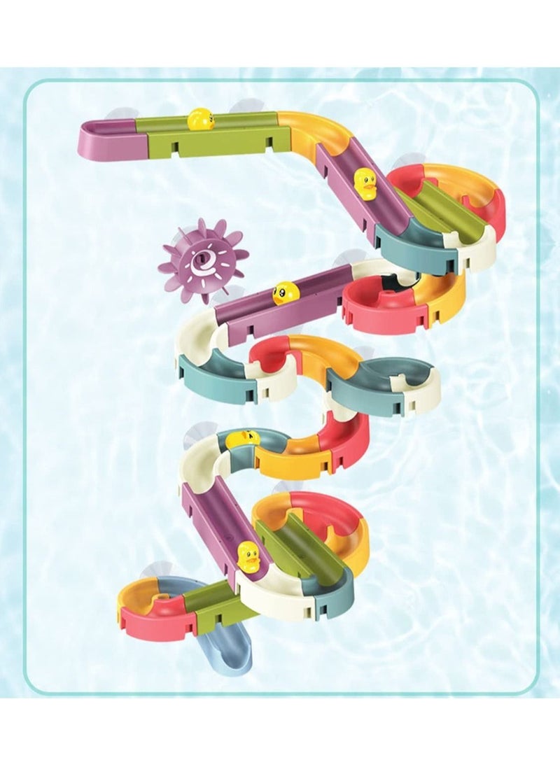 Generic - Fun DIY Slide Indoor Waterfall Track Stick to Wall with Suction Cup and Wheels Water Ball Shower Floating Bathtub Toy for Kids 3 4 5 6 7 8 Years - Image 1