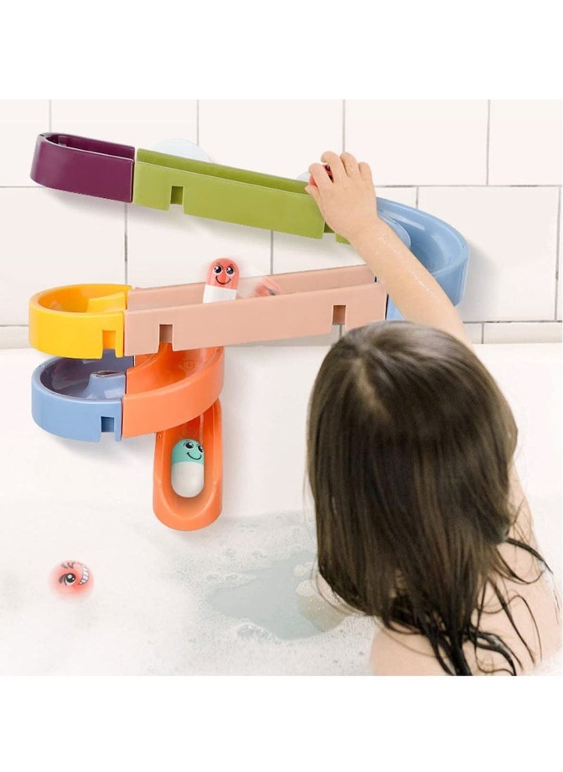 Generic - Fun DIY Slide Indoor Waterfall Track Stick to Wall with Suction Cup and Wheels Water Ball Shower Floating Bathtub Toy for Kids 3 4 5 6 7 8 Years - Image 1