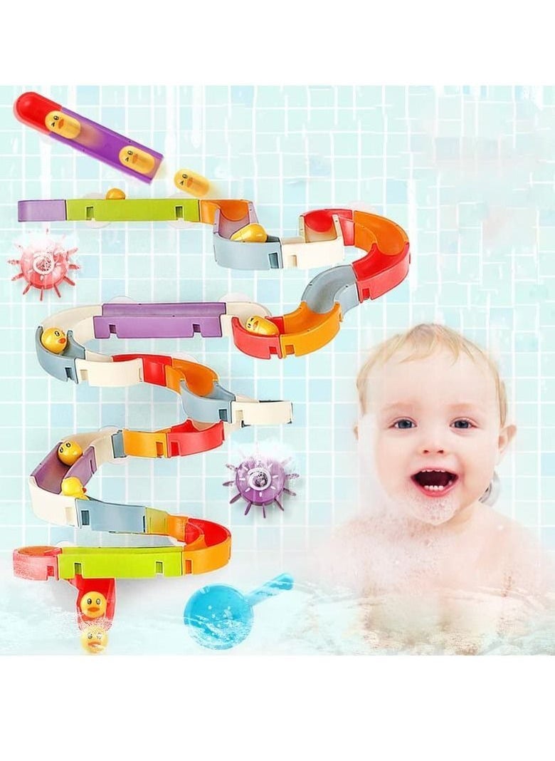 Generic - Fun DIY Slide Indoor Waterfall Track Stick to Wall with Suction Cup and Wheels Water Ball Shower Floating Bathtub Toy for Kids 3 4 5 6 7 8 Years - Image 1