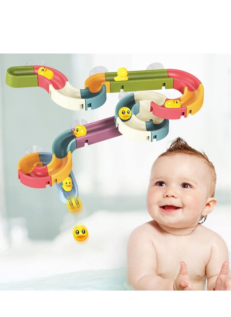Generic - Fun DIY Slide Indoor Waterfall Track Stick to Wall with Suction Cup and Wheels Water Ball Shower Floating Bathtub Toy for Kids 3 4 5 6 7 8 Years - Image 1