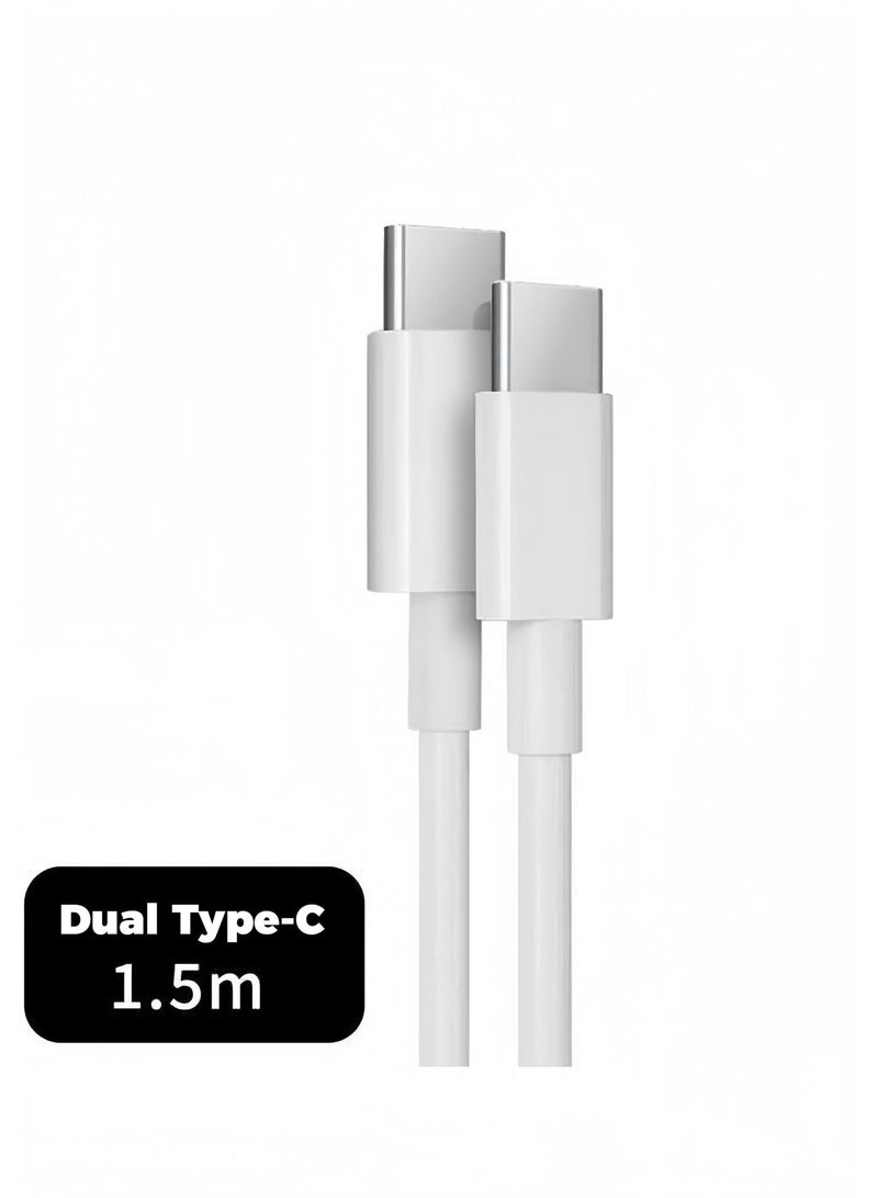 BASEMO 60W PD Fast Charging Cable, 1.5M White USB-C to USB-C, Safe Charger for Apple iPhone 16/17 Series, iPad & Mac Devices - Image 1
