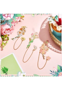 Y&D Metal Flower Bookmark, 3 Pcs Vintage Spiritual Bookmarks, Book Page Marker, for Birthday Present, Lovers, Writers, Readers, Daisy, Sakura and Tulip  - Image 1