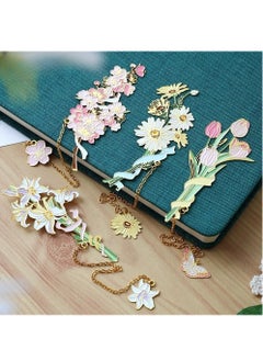 Y&D Metal Flower Bookmark, 3 Pcs Vintage Spiritual Bookmarks, Book Page Marker, for Birthday Present, Lovers, Writers, Readers, Daisy, Sakura and Tulip  - Image 3