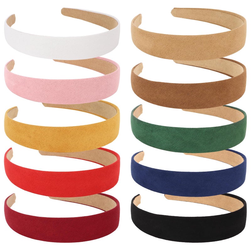 Wecoe 10pcs Headbands for Women Suede Like 1 Inch Wide Headbands Red White Black Pink Purple Blue Green Headband Non Slip Fashion Hair Accessories Women Diademas Para Mujer - Image 1