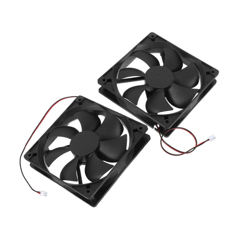 2Pcs 120mm Black Computer Case Cooling Fans Silent High Airflow Dual Ball Bearing - Image 1