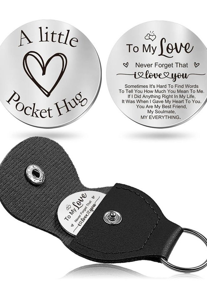 CINDYHE Pocket Hug Token keychain Gifts for Men Women Him Her Dad Mom Son Daughter Brothers Sisters Teacher Boy Girl Friends, To My Love, M - Image 1