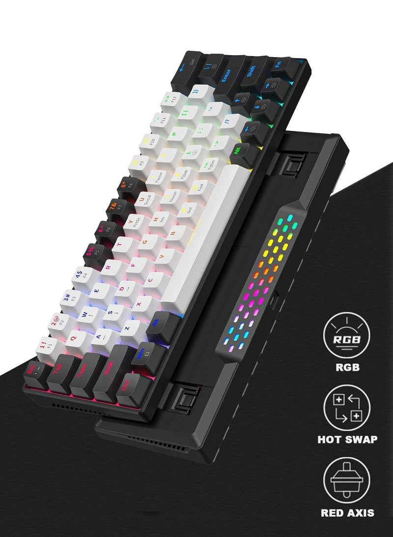 زيجفريند لوحة مفاتيح ألعاب سلكية 60%، لوحة مفاتيح ألعاب غشائية صغيرة بإضاءة خلفية RGB 20، فائقة الصغر، مقاومة للماء، مناسبة لأجهزة الكمبيوتر/الماك/اللاب توب/ويندوز، سهلة الحمل في رحلات العمل، لون أبيض وأسود - Image 1