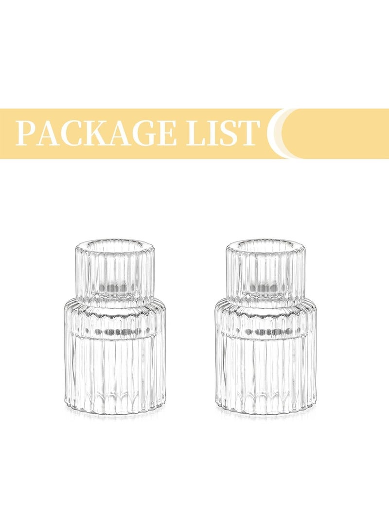 Glass Candle Holder for Candlestick, 2Pcs Clear Small Tapered Wedding Christmas Decor Bulk for Candle Sticks Party Table Living Room Dinner Advent Gift Centrepiece Decoration - Image 3