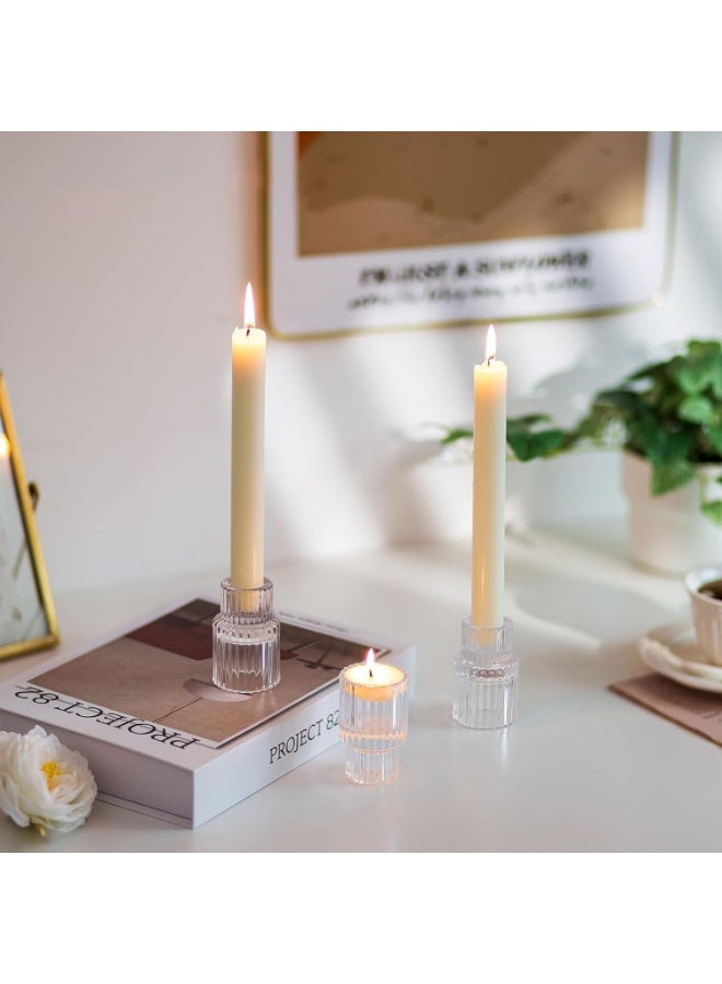 Glass Candle Holder for Candlestick, 2Pcs Clear Small Tapered Wedding Christmas Decor Bulk for Candle Sticks Party Table Living Room Dinner Advent Gift Centrepiece Decoration - Image 4