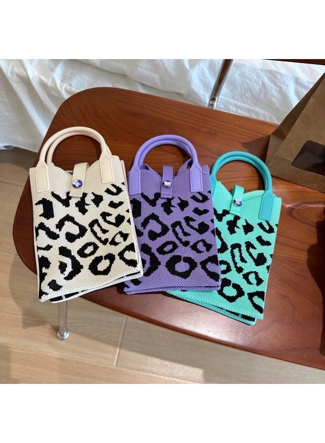 Niche Design Cute Panda Knitted Mini Mobile Phone Bag Women's All-match Portable Crossbody Bag Knitted Mobile Phone Bag Single Shoulder-Color:Orange Tulip (mobile Phone Bag)  - Image 5