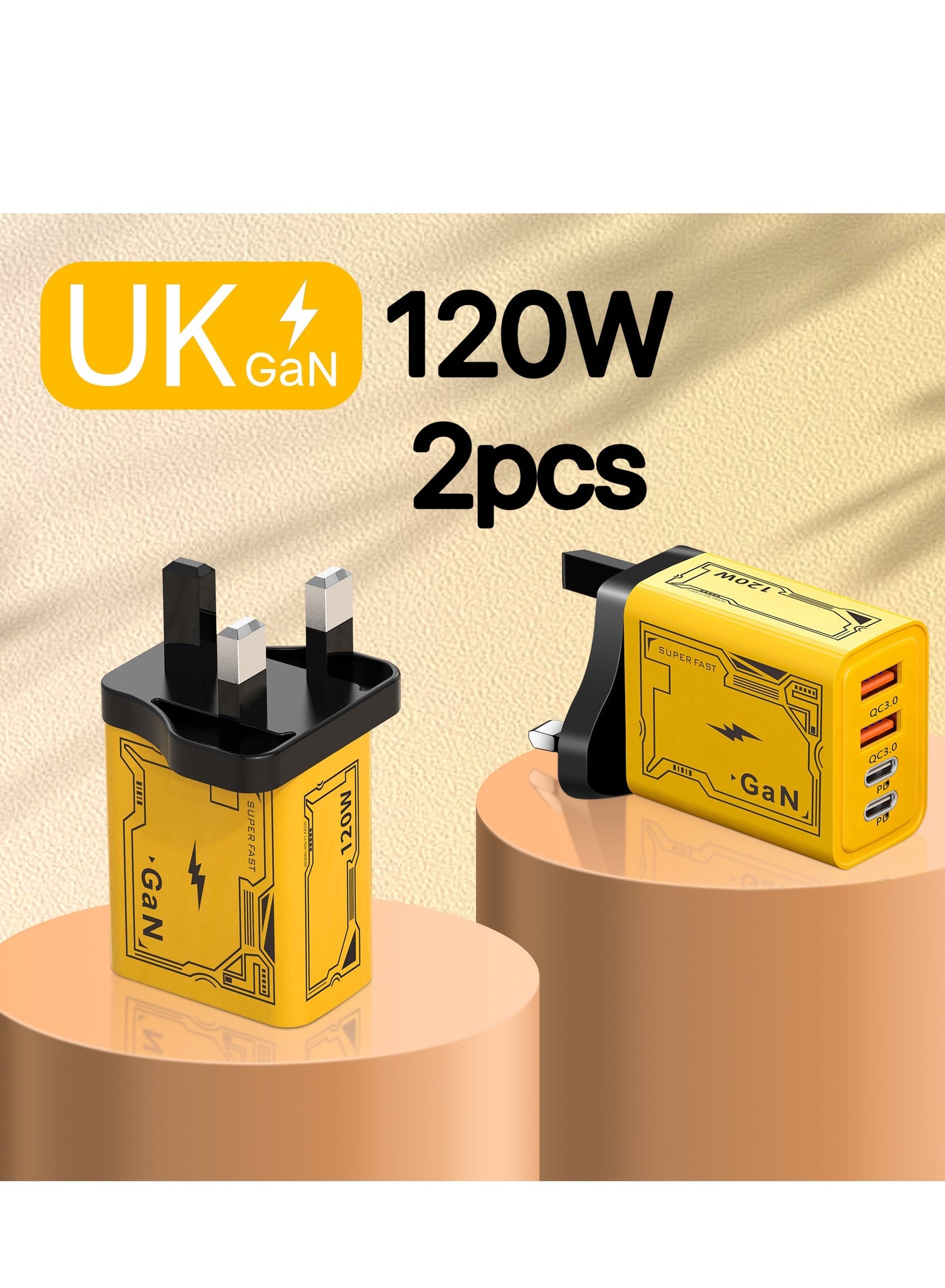 2pcs 120W fast charging head multi-port ,2PD+4U mobile phone travel charger adaptor for iPhone xiaomi charger British regulation USB C Wall Fast Charger Block, Type C Charger Fast Charging Blocks PD Power Charger Adapter+QC 3.0 USB Multiport Charger Brick for Phone 16/15/14/13/12 Pro Max, Pad, Galaxy