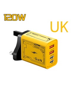Angmei 2pcs 120W fast charging head multi-port ，2PD+4U mobile phone travel charger adaptor for iPhone xiaomi charger British regulation USB C Wall Fast Charger Block, Type C Charger Fast Charging Blocks PD Power Charger Adapter+QC 3.0 USB Multiport Charger Brick for Phone 16/15/14/13/12 Pro Max, Pad, Galaxy  - Image 5