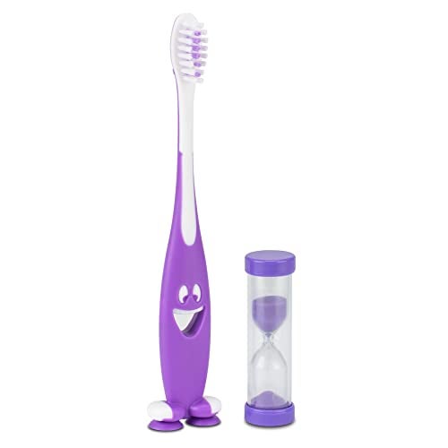 Practicon Brush'n Time Toothbrush Kit for Ages 3-8, Child Toothbrush, 22 Tuft, Soft Bristle, With Suction Cup Base & Timer, 72 Individually Packaged Premium Toothbrushes, Assorted Colors Bulk Pack - Image 2