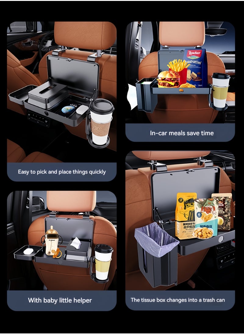 Rocket Flyer Car Rear Seat Organizer - Multifunctional storage tray with expandable cup holder and hook, lightweight for home and travel  - Image 4