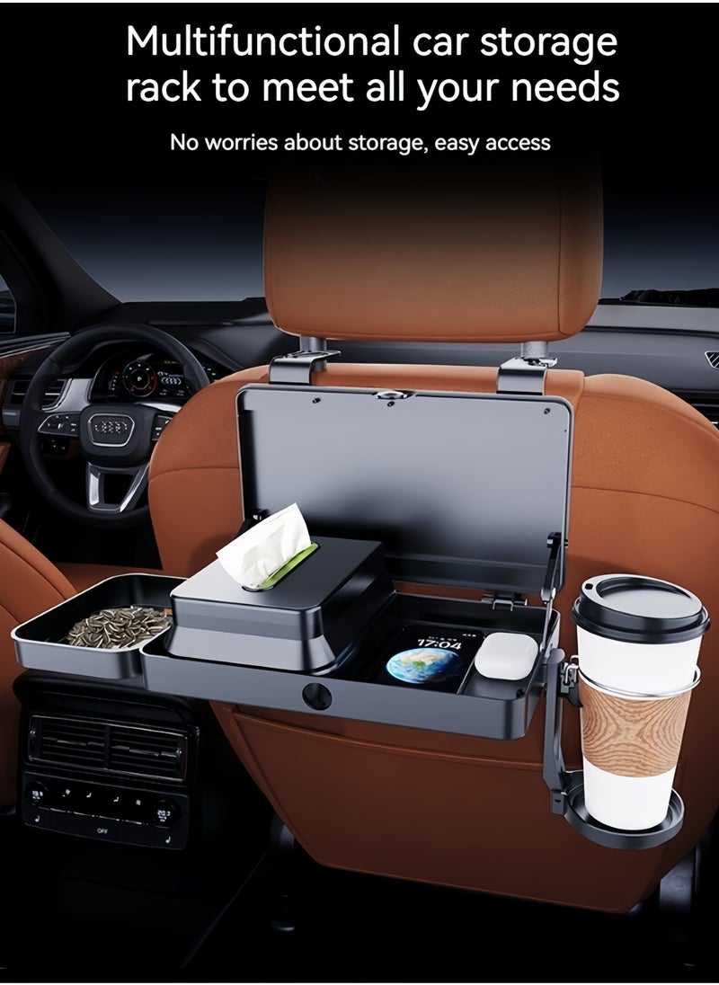 Rocket Flyer Car Rear Seat Organizer - Multifunctional storage tray with expandable cup holder and hook, lightweight for home and travel  - Image 1